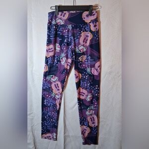 LuLaRoe Disney Women's Leggings with Purple and Blue Mickey Mouse Cartoon Print